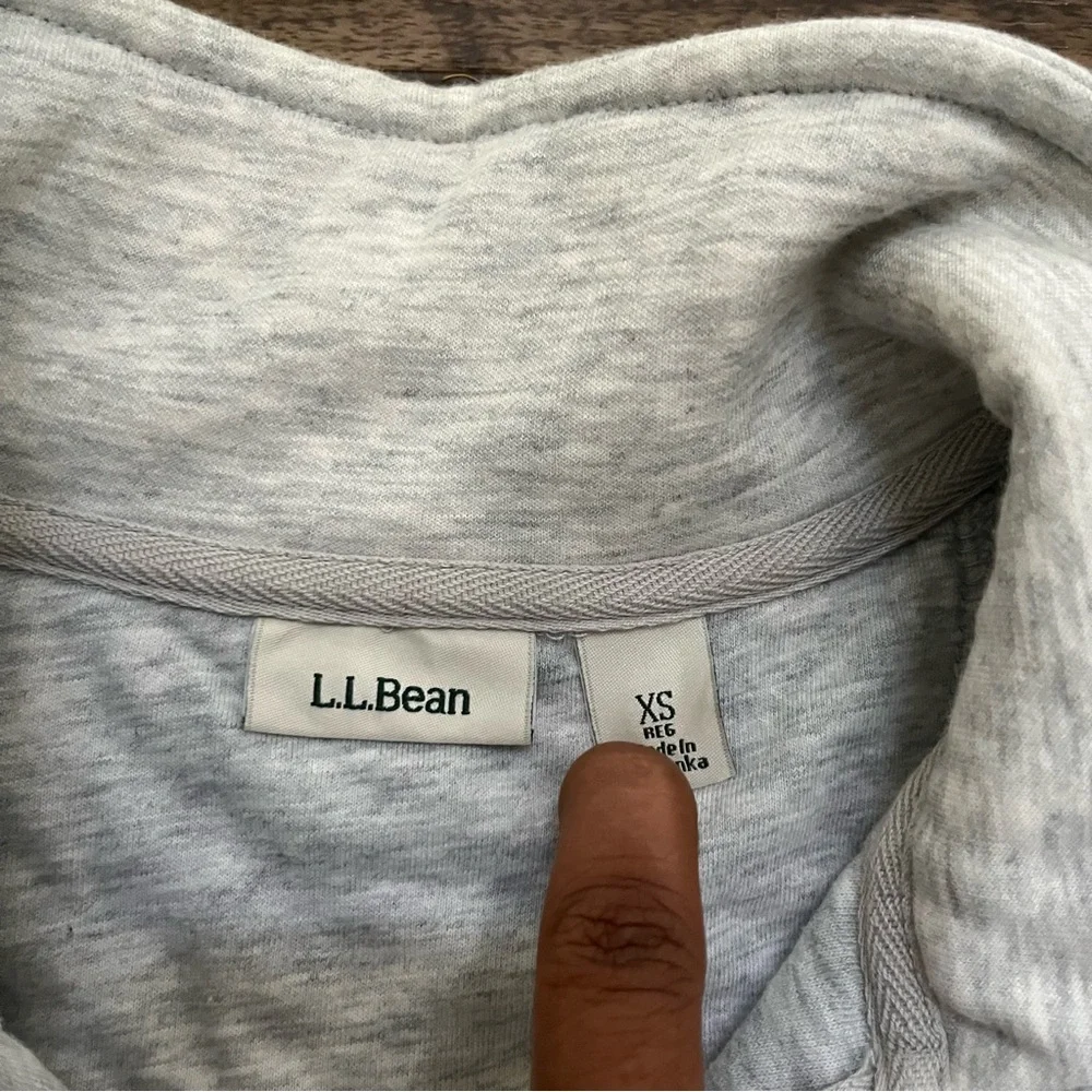 LL Bean 502745 quilted quarter zip 1/4 light gray pullover lightweight jacket XS - Picture 2 of 10